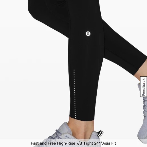 NWT lululemon Fast and Free High-Rise 7/8 Tight 24" 
Asia Fit black - Picture 7 of 12